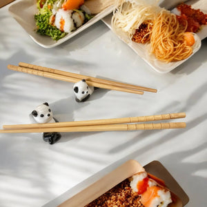 2x Ceramic Porcelain Panda Chopstick Rest