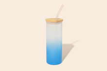 Load image into Gallery viewer, Colored Tall Glass Cup with Glass Straw
