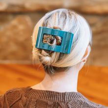 Load image into Gallery viewer, Teal With It Large Flat Rectangle Hair Clip
