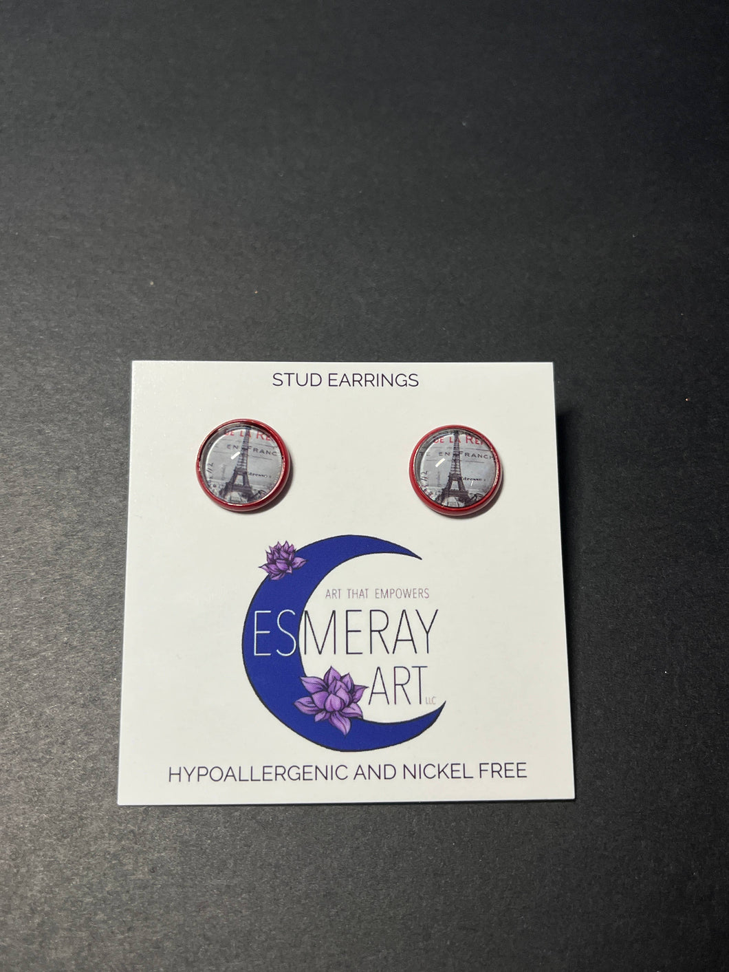 Paris Red Stud Earrings