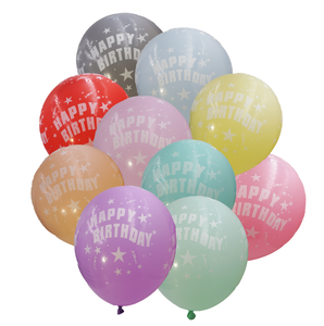 Happy Birthday Latex Party Balloon, Assorted Pastel Colors