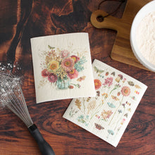 Load image into Gallery viewer, Fall Florals Vase Swedish Dishcloth Set
