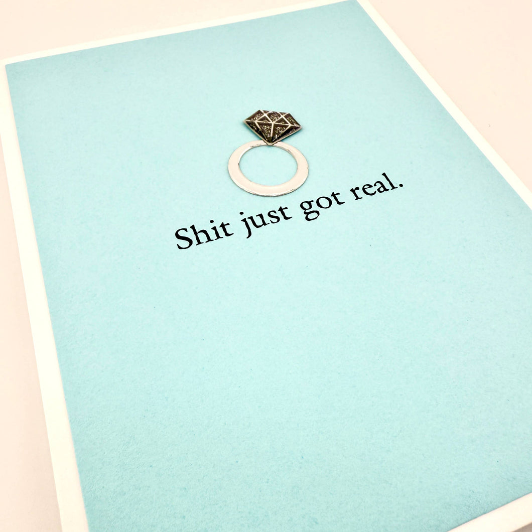 Bridal Shower Engagement Wedding Shit Just Got Real Card