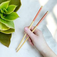 Load image into Gallery viewer, Yellow Bamboo Chopsticks - Set of 2
