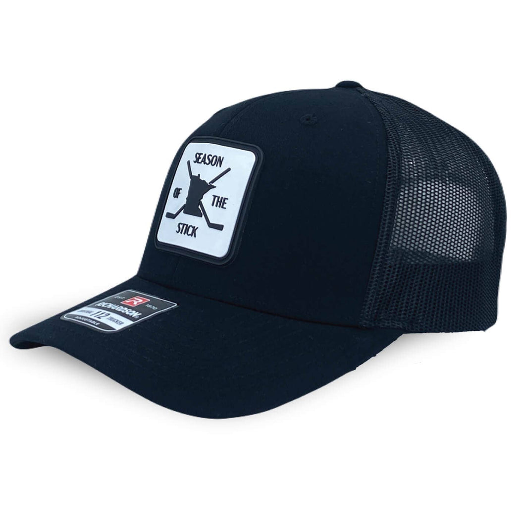 Minnesota Hockey patch on Black Trucker hat