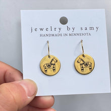 Load image into Gallery viewer, Engraved Scandinavian Dala Horse Earrings
