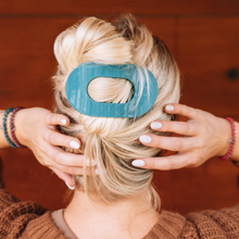 Load image into Gallery viewer, Teal With It Large Flat Round Hair Clip
