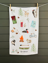 Load image into Gallery viewer, Dish towel "Up North" hand painted watercolor illustrated
