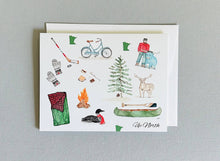 Load image into Gallery viewer, Up north Minnesota watercolor illustrated blank notecard set
