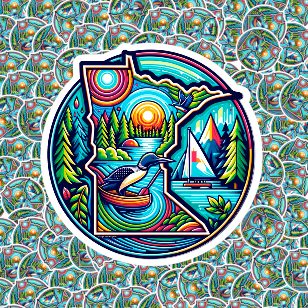 Vibrant Minnesota Circle Sticker