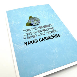 New Home Privacy Fence Naked Gardening funny card