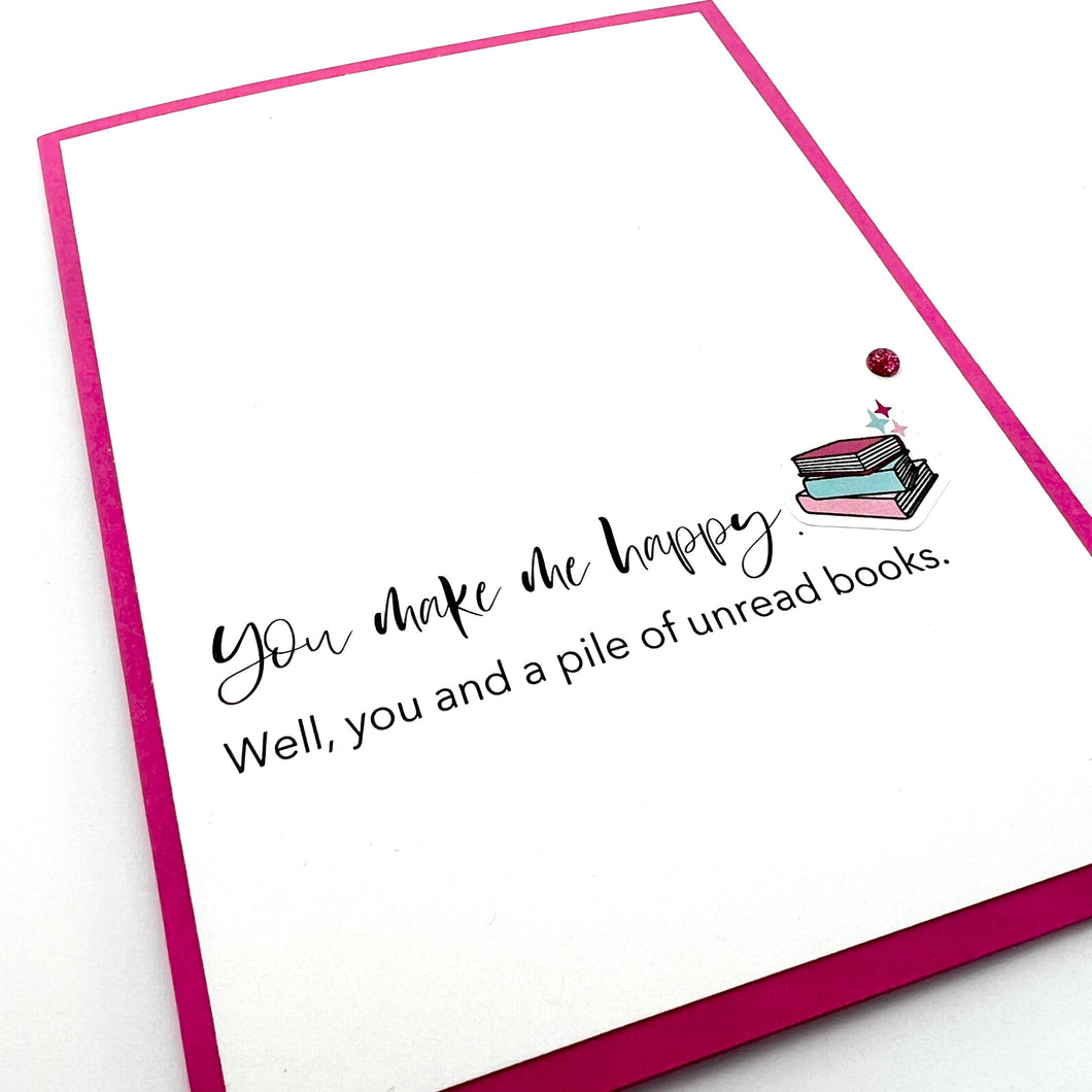 Love You and a Pile of Unread Books funny card