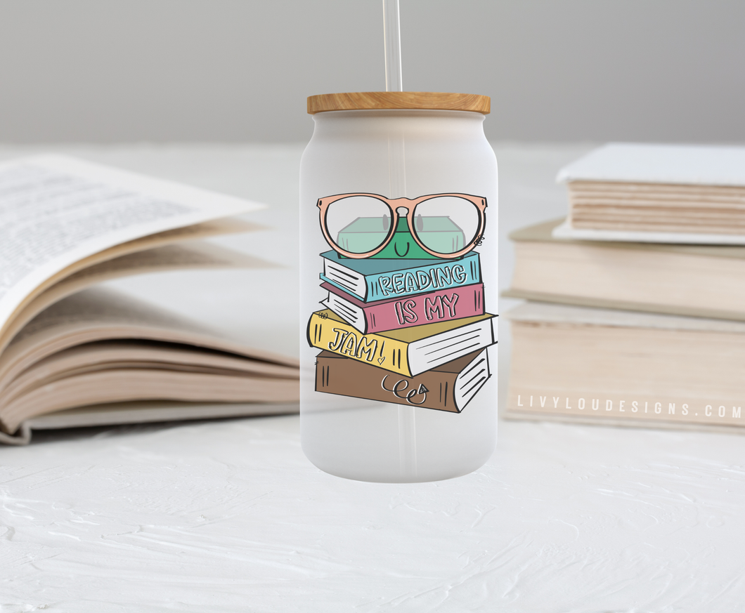 Reading is My Jam - Frosted Can Glass