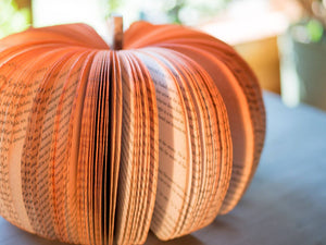 Book Pumpkin, Rustic Orange, Fall and Halloween Decor