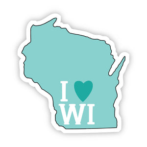 I Love Wisconsin Teal Sticker