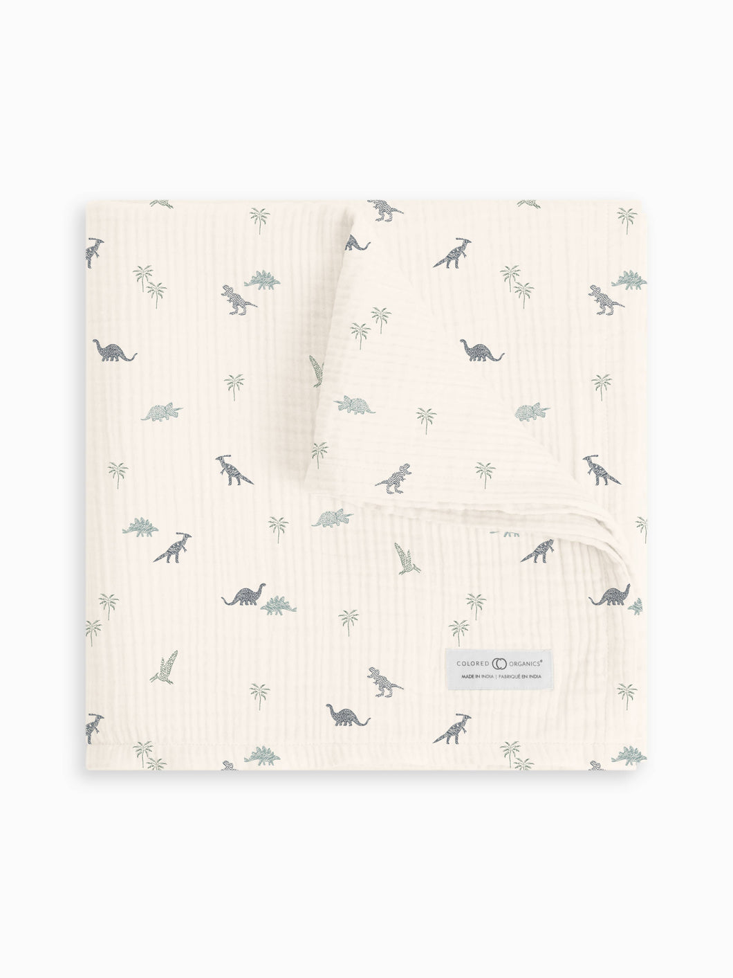 Organic Baby Swaddle Blanket - Dino / Thyme