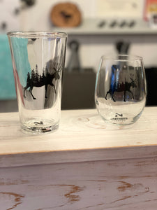 Moose in the Trees Stemless Wine Glass