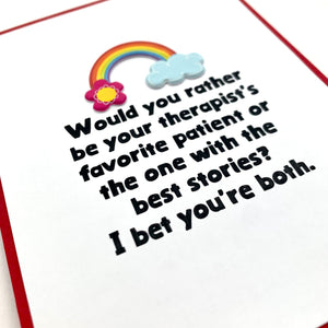 THERAPISTS FAVORITE PATIENT AND BEST STORIES CARD
