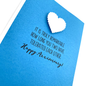 ANNIVERSARY TRULY REMARKABLE HOW LONG YOU TOLERATED EACH OTHER CARD - The Argyle Moose