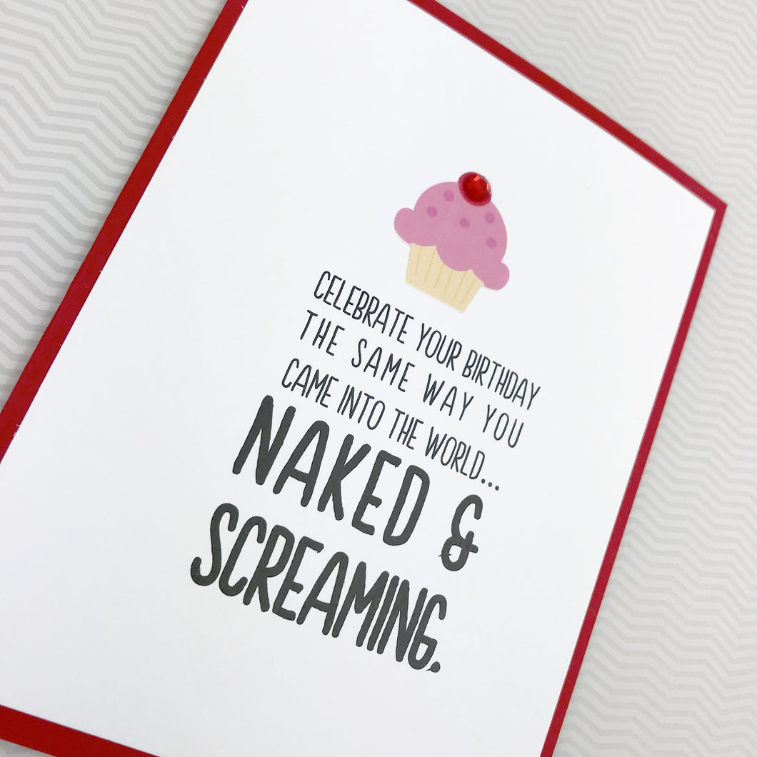 BIRTHDAY NAKED AND SCREAMING CARD - The Argyle Moose